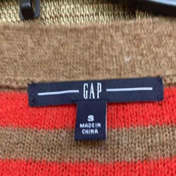 Vintage GAP wool blend sweater cardigan red and came red stripes - Picture 3 of 7